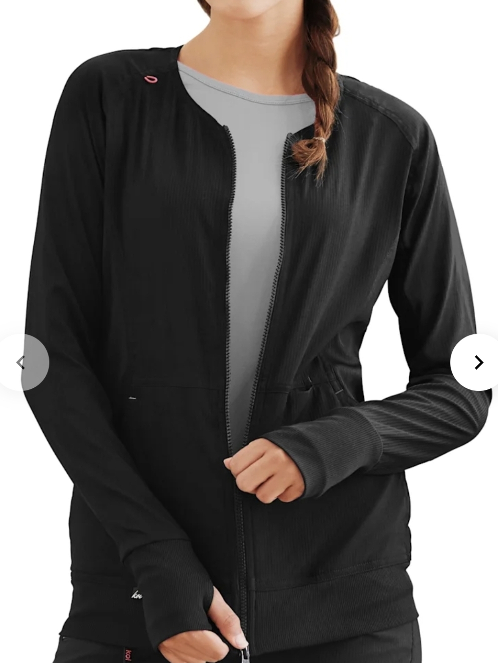Koi Lite Black Zip-Front Scrub Jacket
